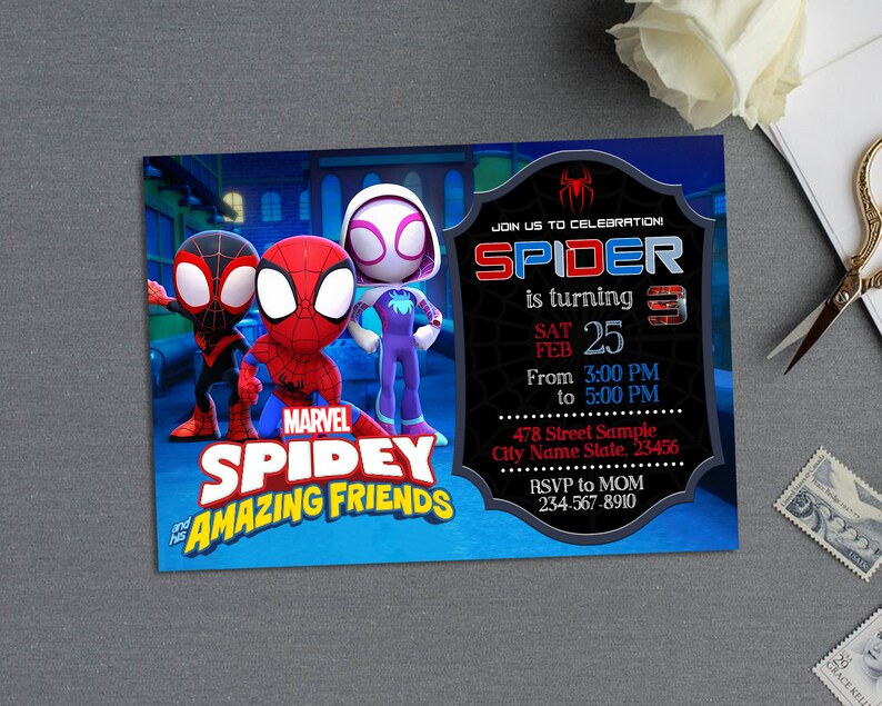 Spidey Birthday Invitation Spidey and His Amazing Friends Birthday Invitation Spiderman Birthday Party Invitation