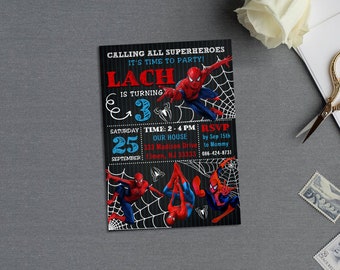 Spiderman Birthday Invitation | Spiderman Digital Birthday Party Invitation