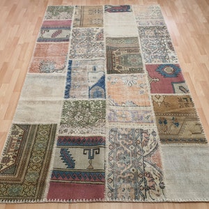 Area Rug, Oushak Rug, Turkish Rug, Vintage Rug, Patchwork Rug, design Rug, Living room Rug, oriental etsy rug, 4&#39;9&#39;&#39; feet x 8&#39;2&#39;&#39; feet