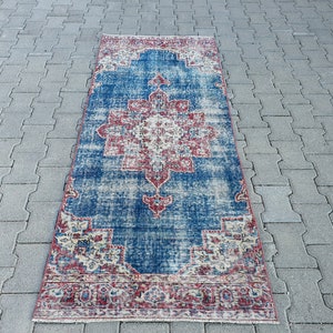 Turkish rug, Area Rug, Vintage rug, Blue rug, Handknotted rug, Decorative rug, oushak Rug, Anatolian rug, boho Rug, 2&#39;6&#39;&#39; feet x 6&#39;4&#39;&#39; feet