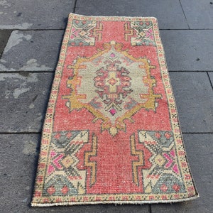 Wool small rug, bath rugs, Welcome Rug, Oushak Rug, Turkish Rug, Vintage Rug, small Rug, door mat Rug, entry way Rug, 1&#39;5&#39;&#39; ft x 3&#39;0&#39;&#39; ft