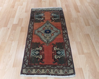 Türkischer Teppich, Vintage Teppich, Handgeknüpfter Teppich, Eingangsteppich, Geschenk, Türmatten, Oushak, Kelims, 1&#39;6&#39;&#39; ft x 3&#39;2&#39;&#39; ft