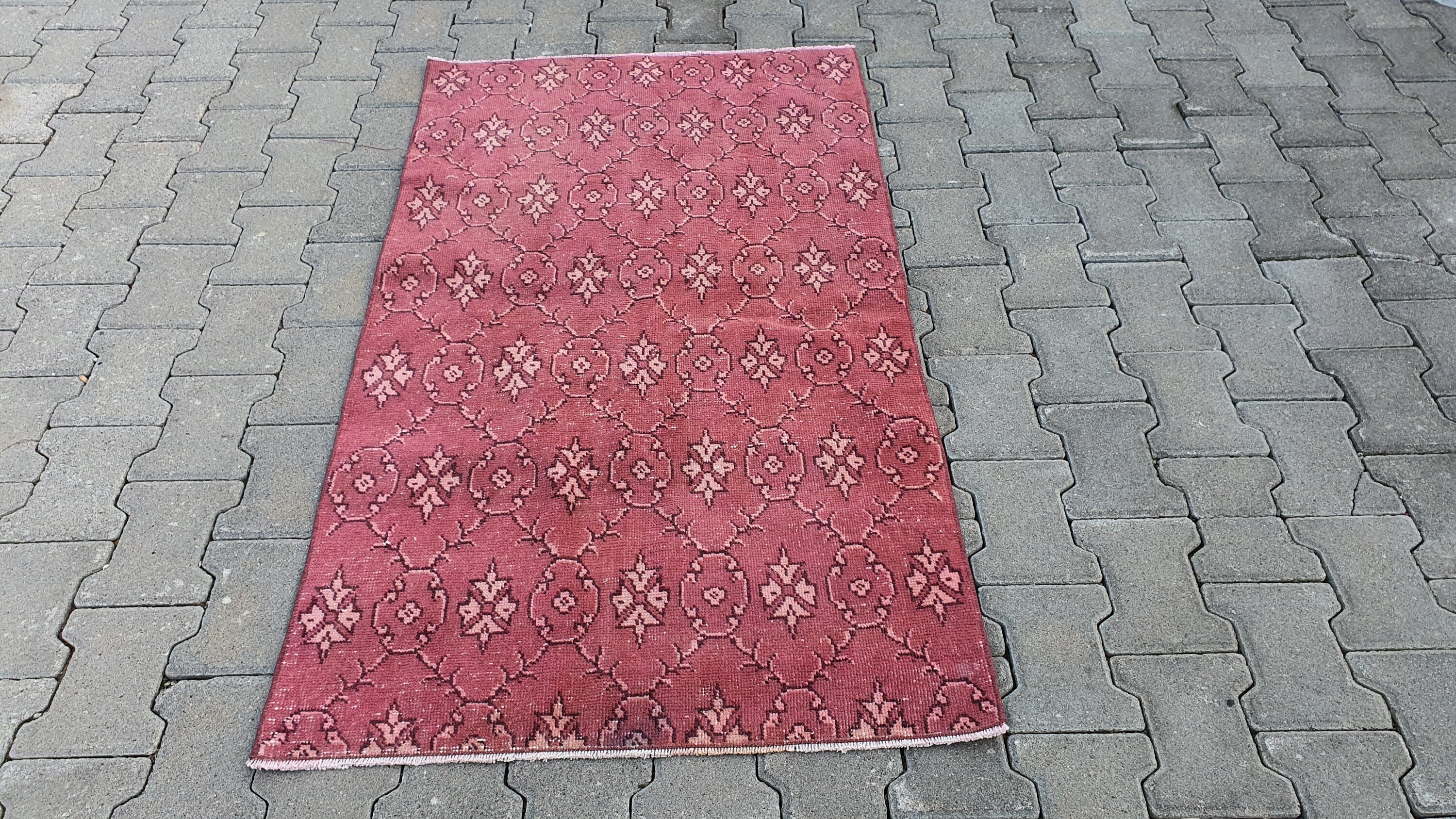 Tappeto piccolo rosa, tappeto d'ingresso, tappeto vintage piccolo, tappeto Oushak, tappeto annodato a mano, tappeto anatolico, tappeto zerbino, tappeto kilim, 2'8'' ft x 4'8'' ft
