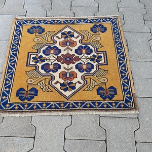 Welcome Rug, Sguare orange mat, bathmat rugs, Turkish Rug, small Rug, door mat Rug, entry way Rug, oriental small rug,1&#39;8&#39;&#39; feet x 2&#39;0&#39;&#39;feet