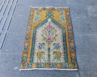 Welcome Rug, Oushak small Rug, Turkish kilim Rug, Bathmats, small Rug, door mat Rug, entry way Rug, oriental rug, 2&#39;1&#39;&#39; feet x 3&#39;2&#39;&#39; feet