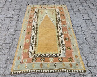 Tappeto etnico, piccolo tappeto kilim, tappeto orientale, tappeto eclettico, tappeto di design, tappeto decorativo, tappeto turco, tappeto boho, tappeto anatolico, 3&#39;3&#39;&#39; ft x 5&#39;6&#39;&#39; ft