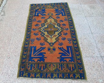 Nomad small rugs, Wool carpet small, Welcome Rug, Bath mat rug, small Rug, door mat Rug, entry way Rug, oriental rug, 1&#39;9&#39;&#39; ft x 3&#39;7&#39;&#39; ft