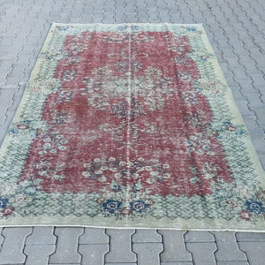 Turkish rug, Area Rug, Vintage rug, oriental rug, authentic rug, Decor rug, oushak Rug, Anatolian rug, bohemian Rug, 5&#39;9&#39;&#39; x 8&#39;5&#39;&#39; ft rug