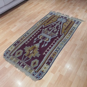 Turkish rug, Area Rug, Vintage rug, Handknotted rug, oushak Rug, Anatolian rug, Home Decor rug, Tribal Rug, boho Rug, 2&#39;7&#39;&#39; fe x 5&#39;3&#39;&#39; ft
