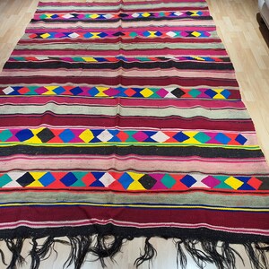 Area Rug, Oushak Rug, Turkish Rug, Vintage Rug, rainbow Rug, colorful geometric Rug, Living room Rug, oriental rug, 5&#39;9&#39;&#39; feet x 8&#39;7&#39;&#39; feet