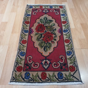 Turkish rug, Area rug, Vintage rug, Small rug, Doormat rug, Aztec rug,1&#39;8 x 2&#39;4 feet