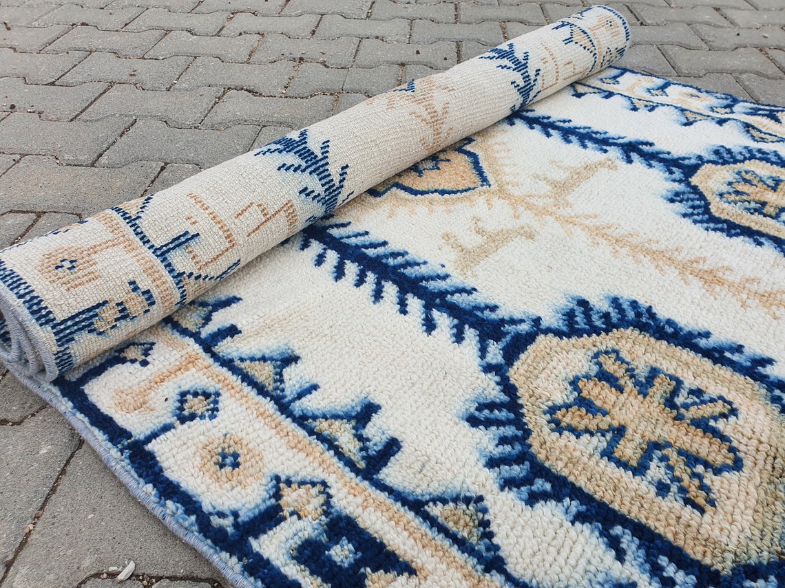 White runner rughallway rug floor rug decorative rustic rug Etsy