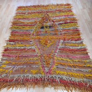 Colorful rug, Oushak rug, rainbow Rug, Vintage flokati Rug, Striped Rug,tulu rug, Boho shaggy Rug, Turkish rug, Pattern Rug, 4.1 ft x 6.7 ft