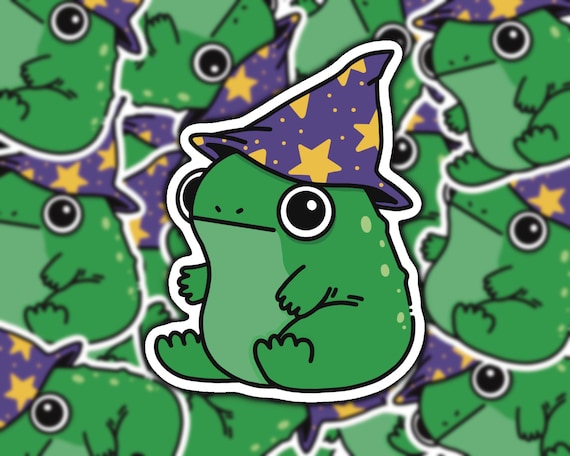 Frog Wizard Sticker, Cute Frog Sticker, Laptop Stickers, Waterproof Stickers, Water Bottle Sticker, Vinyl Sticker