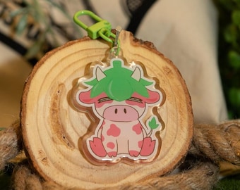 Strawberry Cow Keychain | Cow Keychain | Cute Keychain | Cow Lover Gifts