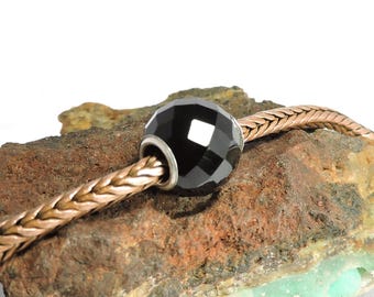 Perla Trollbeads In Onice Nero - Charm Rotondo In Argento Sterling Per Bracciali