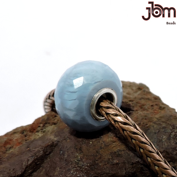 Perline europee con foro grande sfaccettato in opale blu naturale da 14 x 8 mm, adatte a tutti i tipi di braccialetti Trollbeads, Pandora, Ohm