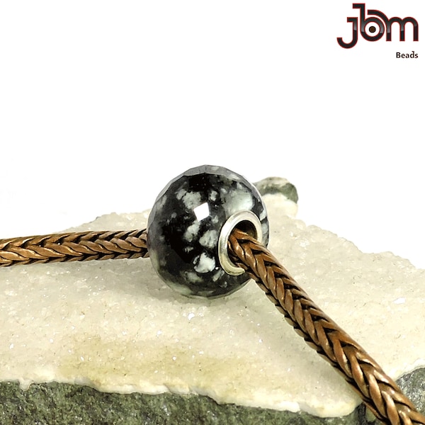 Natural Multi Designer Crinoid Fossil Gemstone Faceted Big Hole European Beads Fit Trollbeads , Pandora , Ohm Kind Bracelets