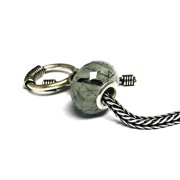 Natural Green Rutile Gemstone 14 x 8 mm Faceted Big Hole European Beads Fit In All Type Popular European Bracelets Jewelery Making Beads