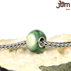 Natural Rare Pattern green Crazy Lace Agate Gemstone Big Hole European Beads S 925 Silver Fit In Trollbeads , Pandora ,Ohm And all Bracelets