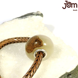 Lodolite Garden Quartz Natural Gemstone Bead Smooth 925 Sterling Silver Core Fits All Known Charm Bracelet Brands Big Sore Small Core
