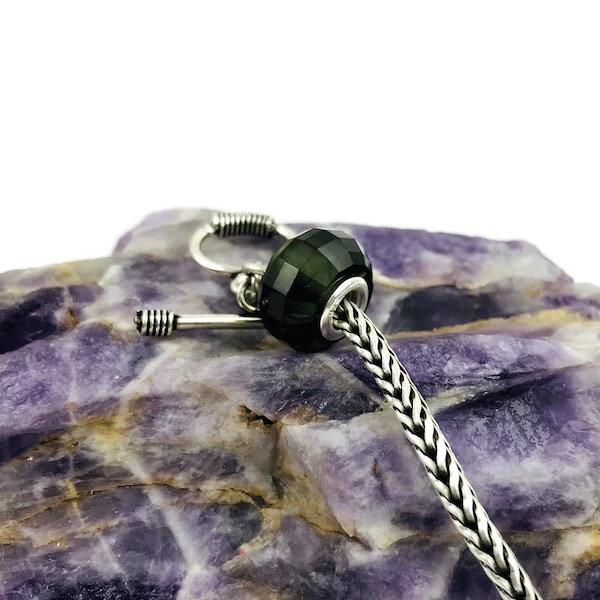 Natural Translucent Green Tourmaline Gemstone Spider Cut Faceted Big Hole European Beads Fit In All Type Popular Bracelets Like TB , Pan Etc