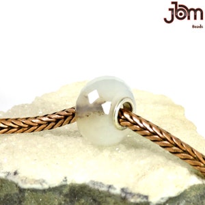 Inside Cacoxenite Chalcedony 925 Silver Core 14 x 8 mm Big Hole European Beads Fit In Trollbeads , Pandora , Ohm all Kind Bracelets