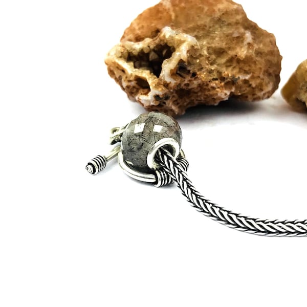 100% Natural Cacoxenite Rutile Gemstone 925 Silver Core Large Hole European Beads Fit In All Type Popular Bracelets Jewelry Making Beads