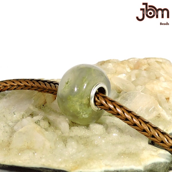 Perlina liscia con foro grande in pietra preziosa naturale Cirmolite, adatta a tutti i braccialetti con ciondoli europei, nucleo grande, nucleo piccolo Jbmbeadsstore