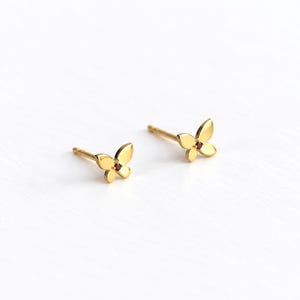 Butterfly Dainty Jewelry Stud Earrings Natural Mozambique Red Ruby 14K Solid Gold Dainty Small Butterfly Stud Earring, Real Gold Earrings