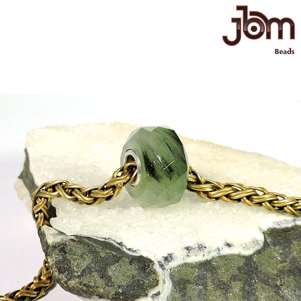 Natural Green Tourmaline Gemstone Beads, Large Hole Beads, Big Hole Beads, 14 x 8 MM Beads, European Bracelets Beads, Trollbeads Bracelets