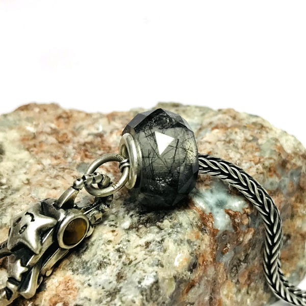 Natural Green Rutile Gemstone 14 x 8 mm Rose Cut Faceted Big Hole European Beads Fit In Trollbeads , Pandora , Ohm Fit In And all Kind Bracelet