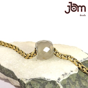 Natural Chalcedony Gemstone 12 x 8 mm Faceted Big Hole Barrel European Beads Fit In Trollbeads ,Pandora ,Ohm And all European Bracelets