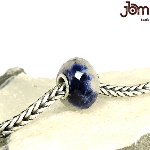 Blue Sodalite  With Whit White Sea Pattern Attractive Gemstone For European Type Bracelets Beads Large Hole Beads