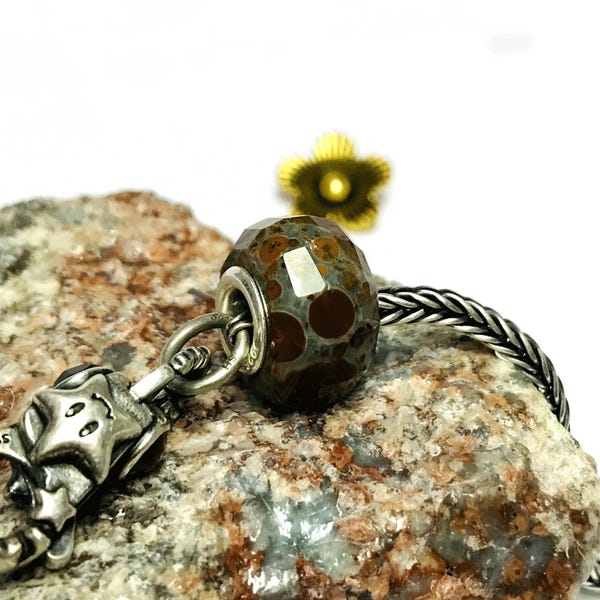 Naturalny kamień szlachetny z kości dinozaura, jaspis, cięcie pająka, duże koraliki do tworzenia biżuterii, bransoletki z koralików, prezent dla matki, europejskie koraliki