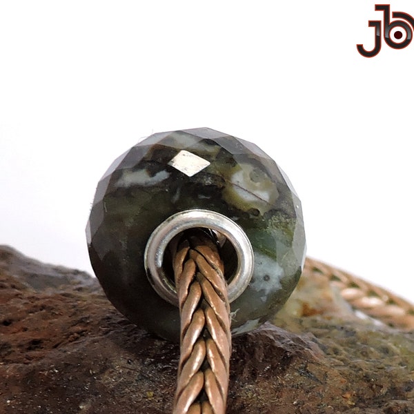 Perline europee sfaccettate con foro grande, 14 x 8 mm, in dumortierite naturale multi-design, adatte a Trollbeads, Pandora, Ohm e tutti i tipi di braccialetti.