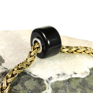 Cuentas de agujero grande de ónix negro, gema natural, regalo de la naturaleza al ser humano, con patrón de encaje, cuentas lisas de 13 x 8 mm, gema de la mejor calidad, todas las pulseras.