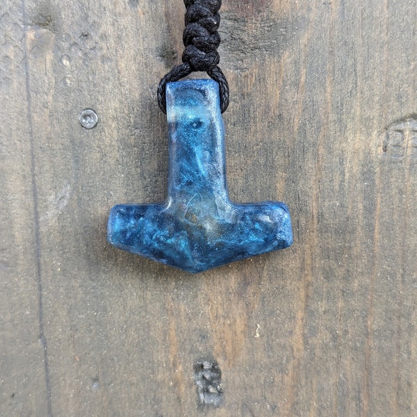 Thor Hammer Norse Necklace - Resin Mjolnir Pendant - Scandinavian Nordic Style - Viking Pagan Jewelry