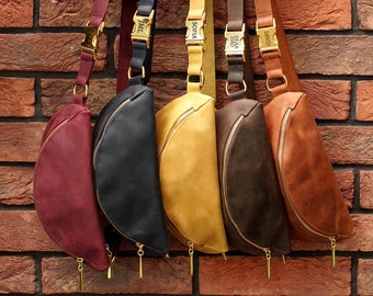 mens leather bum bag