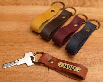 Custom Leather Keychain, Personalized Leather Keyring, Drive Safe or Main Date Keychains, Engraved Coordinates Keychain, Gift for Him