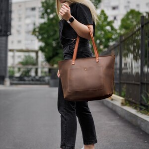 Leather Tote Bag Personalized - Leather Women Bag - Handbag for MacBook - Leather Shopping Bag - Large Custom Tote - Gift For Valentine