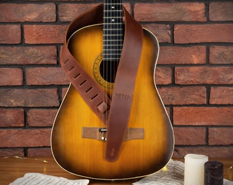 Leather Guitar Strap for Man - Embossed Guitar Strap - Custom Guitar Strap - Gift For Man - Gift for musician - Guitar Gift