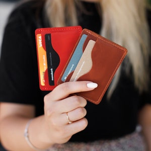 Leather Cardholder - Personalized Business Card Wallet - Custom Cardholder For Him - Women Slim Wallet