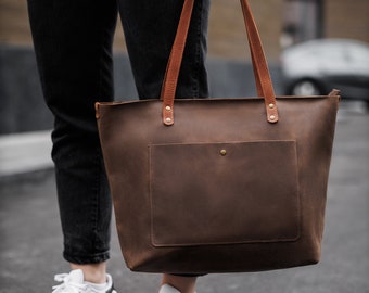 Leder Einkaufstasche - Benutzerdefinierte Frauen Handtasche - Personalisierte Einkaufstasche - Handgemachte Tasche für Einkaufen - Geschenk für Valentinstag