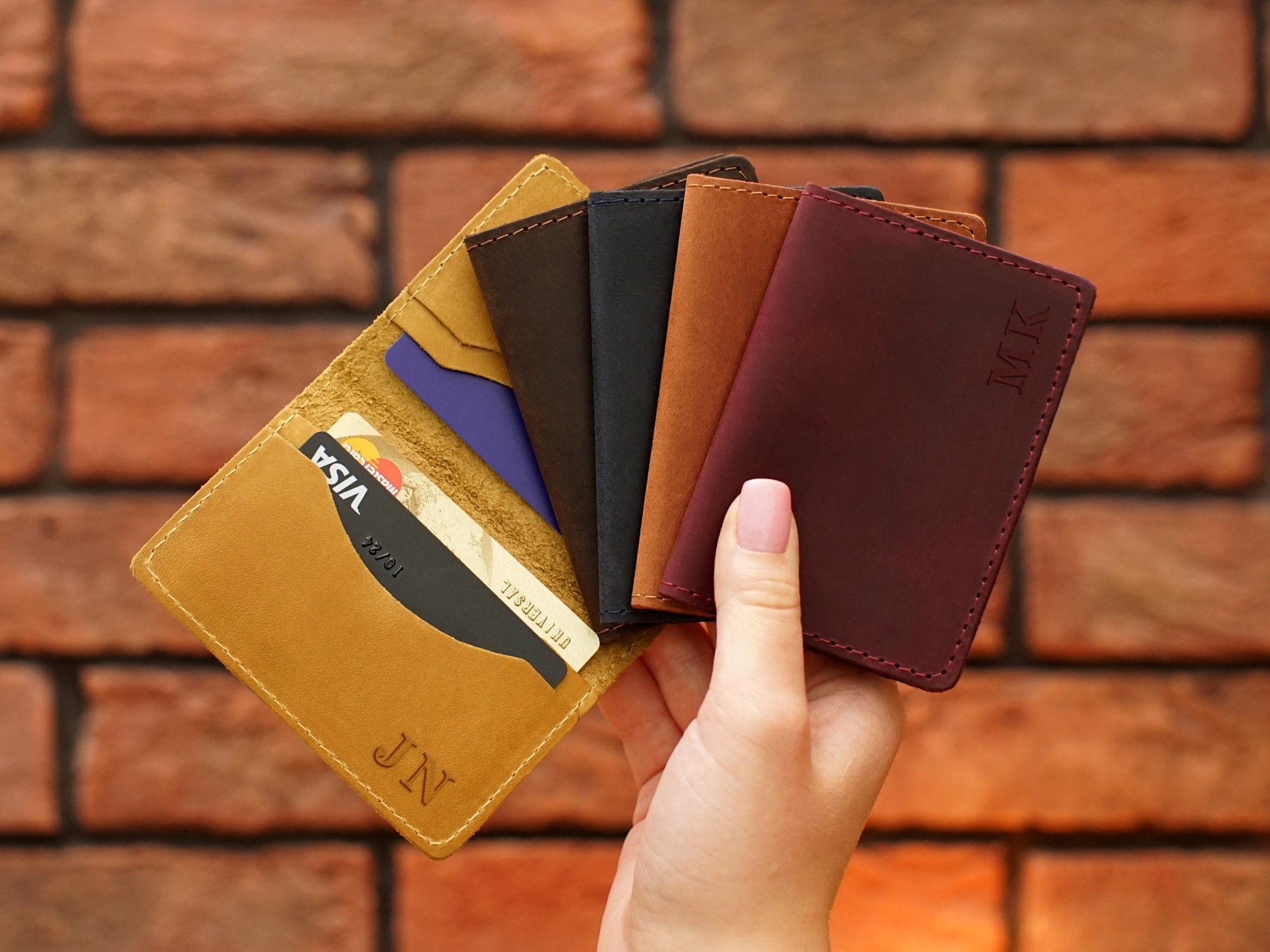 Brown Leather Envelope Business Card Holder