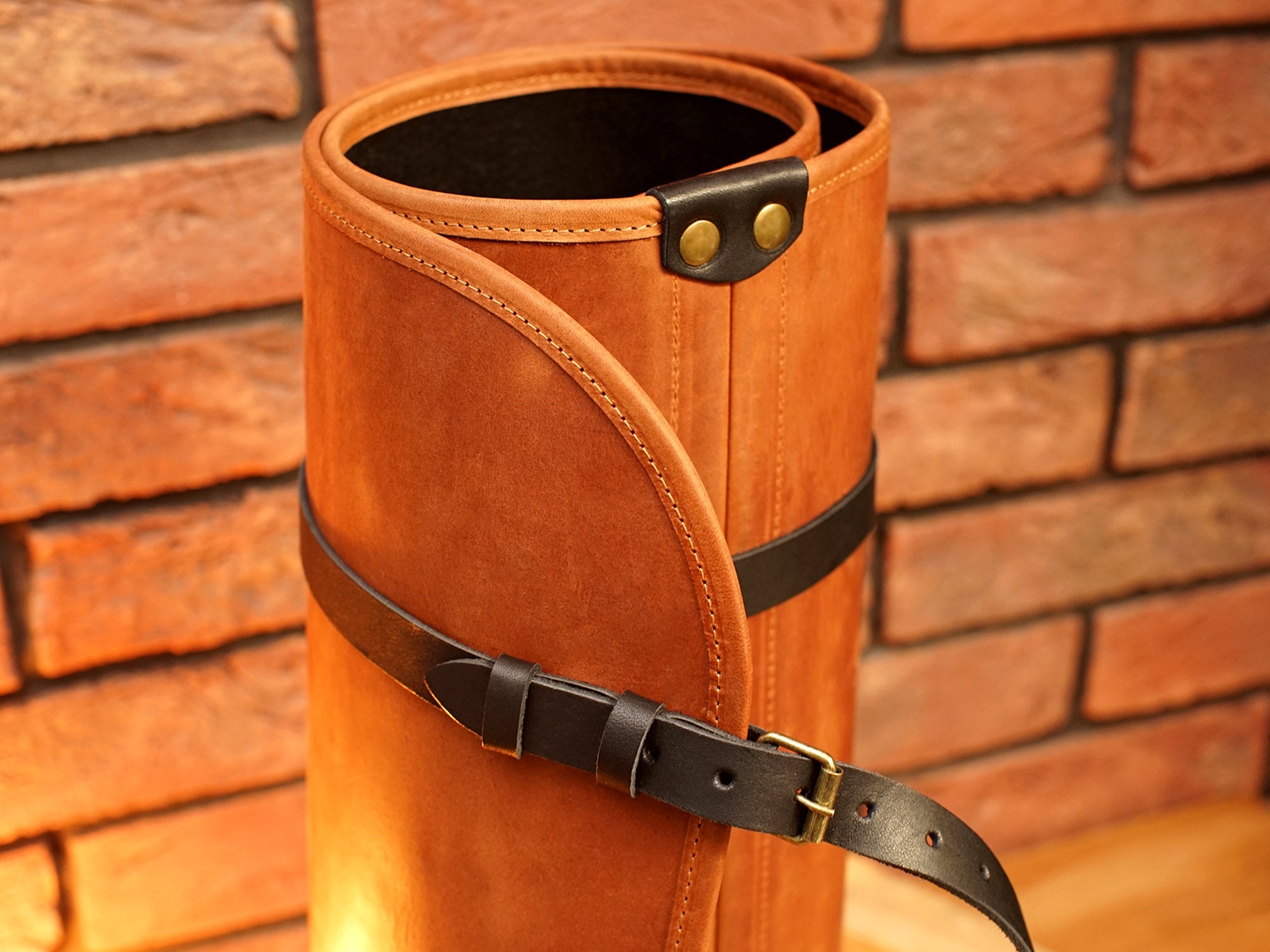 Leather Log Carrier With Personalization Custom Firewood Etsy