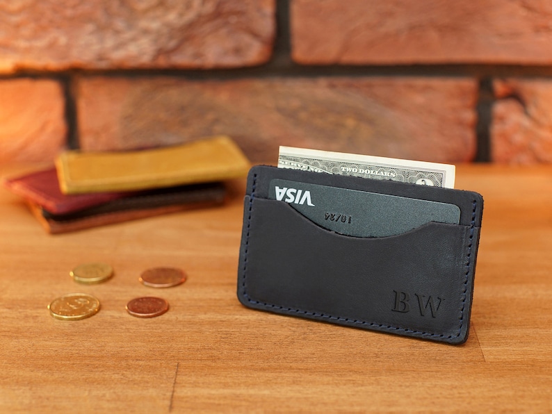 Leather Credit Cards Case with Personalized Embossed Front Etsy