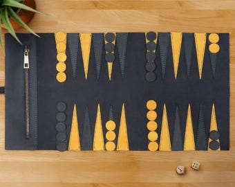 Custom Leather Backgammon Set, Personalized Backgammon Board, Gift for any Game Lover