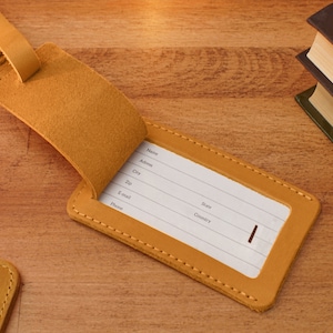 Leather luggage tag, Personalized luggage tag, Travel luggage tag with emboss, Custom luggage tag for bags, Initialized luggage tag