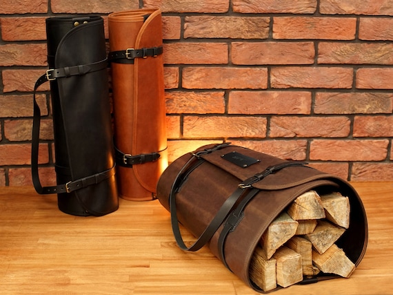 Personalization Custom Firewood, Firewood Carrier Leather